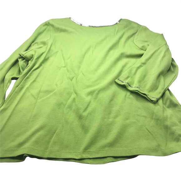 Quaker Factory Women's 1X Top Green With Sequins Trim 3/4 Sleeve Preowned - Picture 2 of 12